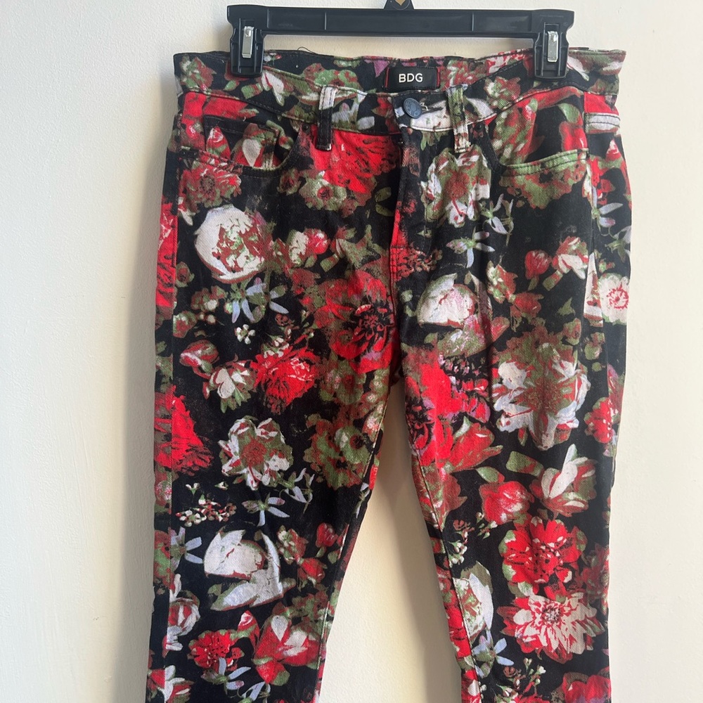 BDG Floral mid rise jeans.